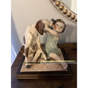 Vintage Giuseppe Armani Girl With Dog Florence Collection Porcelain Italy